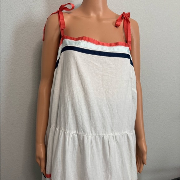 Lane Bryant Plus Size White Bohemian Dress with Summer Ribbon Stripes- Size 26 - Picture 3 of 8